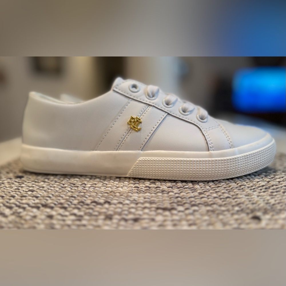 Lauren Ralph Lauren Janson II Leather Sneakers - White - Women's Size 6 - New - Picture 2 of 6